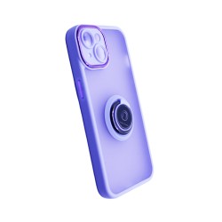 Capa com Anel de Suporte para Apple iPhone 14 Roxo Fumê